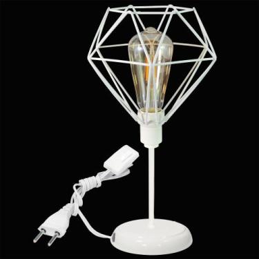 Imagem de Luminária Mesa Abajur Clássico Aramado Diamante Branco P/LED - CM GLAS