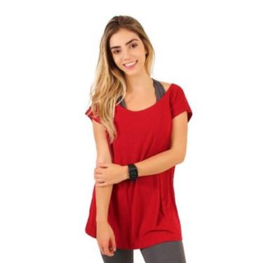 Imagem de Blusa  Feminina Furadinha Fitness Lisa Academia Treino RCL Modas, Verm