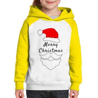 Imagem de Moletom Infantil Merry Christmas - Foca na Moda, Branco, Amarelo, 8