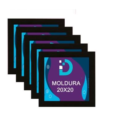 Imagem de Kit 5 Molduras Pretas 20x20 Com Fundo Em Eucatex Para Decoração e Arte