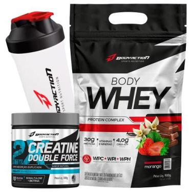 Imagem de Kit Body Whey Protein Complex 900g + Creatina + Coqueteleira - BODYACT