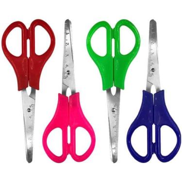 Imagem de Tesoura Escolar INOX Cabo Colorido 13CM Caixa com 12 - Make