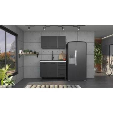 Imagem de Conjunto cozinha gabinete c/ armario suspenso 100% aço 1.20 mt - cozim