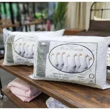 Imagem de Kit Travesseiro Pena de Ganso 2 Pçs 70cm x 50cm Antialérgico - Calland