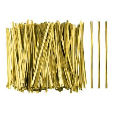 Imagem de HARFINGTON 800 peças de abraçadeiras giratórias plásticas metálicas reutilizáveis de 12 cm para festas, pão, doce, bolo, dourado