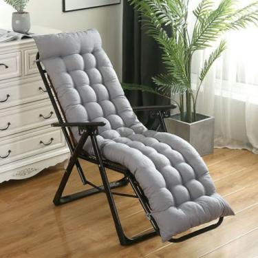 Imagem de Almofada para espreguiçadeira com laços, almofada confortável e durável para cadeira de pátio ao ar livre, jardim, piscina, almofadas de banco longo(Gray,53 * 150cm)