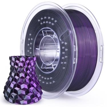 Imagem de ELEGOO Filamento PLA de seda 1,75 mm cor dupla preto roxo 1 kg, filamento de impressora 3D brilhante precisão dimensional +/- 0,05 mm, carretel de 1 kg (1 kg) serve para a maioria das impressoras 3D