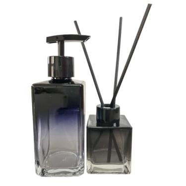 Imagem de Kit Lavabo Saboneteira 250ml E Difusor De Varetas 100ml Degrade Preto (Preto)