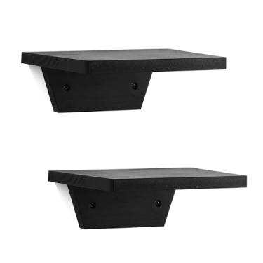 Imagem de PHOENANCEE Prateleiras flutuantes pequenas, prateleira de alto-falante, prateleira de parede trapézio para exibição de plantas de candeeiro de mesa, bordas decorativas de madeira chiques para sala de