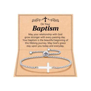 Imagem de Bracelete Kidbbi Cross - Presente de Batismo para Meninas e Adolescent
