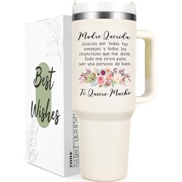 Imagem de Qtencas Regalos Para Mamá, Regalos Para El Dia De La Madre, Feliz Dia de La Madre, Copo de viagem de aço inoxidável Madre Querida, presentes para mãe em espanhol, Regalos para mulheres no Dia das