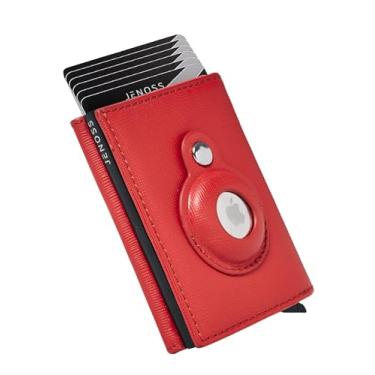 Imagem de Carteira Jarvis Smart AirTag para homens e mulheres: couro de flor integral, feita à mão, presente de carteira inteligente, bloqueio RFID, suporte para cartão de crédito, rastreador Apple Air,