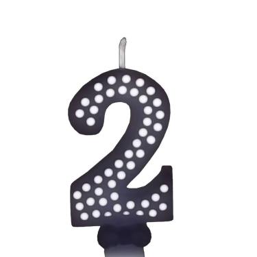 Imagem de Vela De Aniversário Poá Preto - N2