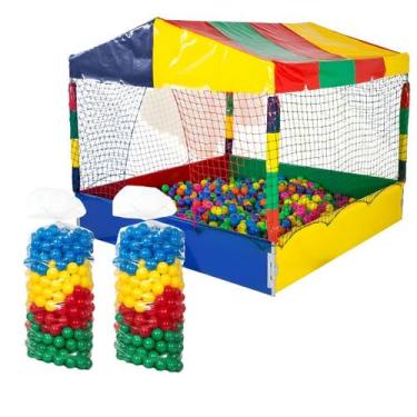Imagem de Kit Piscina de Bolinhas Quadrada 1,50m Premium 1000 Bolinhas Coloridas