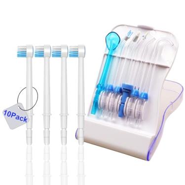 Imagem de Cabeças de substituição para Waterpik, palhetas de substituição para irrigador bucal Water Pik (10 pontas e estojo de armazenamento), pontas de substituição para irrigador bucal Waterpik WP-663 WP-150