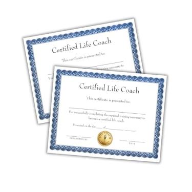 Imagem de Life Coach Certificado de Conclusão Prêmio Pacote com 5 Papel de Linho 21,6 x 28 cm para Enquadrar Bem-Estar Saúde Certificação de Realização Curso de Licença Natural