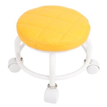 Imagem de Banco de Rolo Baixo, PU Leather Wheel Universal Rolling Dobas de 360 ​​graus Giratórios Pequenos Com Rodas de Rodas de Rodas Universa (Laranja)