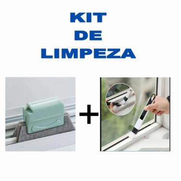 Imagem de Kit limpeza prático 1 escova 2 em 1 / 1 escova esponja microfibra core