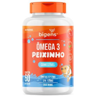 Imagem de Ômega 3 Peixinho Infantil 60 Cápsulas Com Dha Epa, Sabor Laranja  Bige