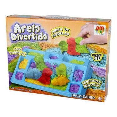 Imagem de Brinquedo Areia Divertida Dinossauros Para Modelar C/moldes - DM TOYS,