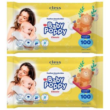 Imagem de 2x toalhas lenços umedecidos baby poppy classic mais encorpada para us