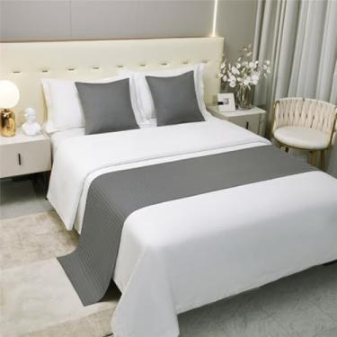 Imagem de Cachecol para cama de hotel, colcha, luxuoso, decorativo, sedoso, macio, para os pés da cama, protetor de cama de cor sólida, cobertor para cama de solteiro queen size - cinza | solteiro/solteiro 19,7