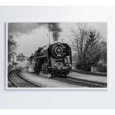 Imagem de Quadro Trem Preto E Branco 2 90x60 Cm Vidro Impresso