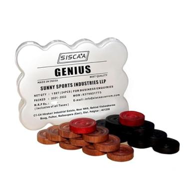 Imagem de KD SISCAA Carrom Coin Carrom Board Accessory Approved & Used in National Tournament Carrom Board by Carrom Federation of India (Genius)