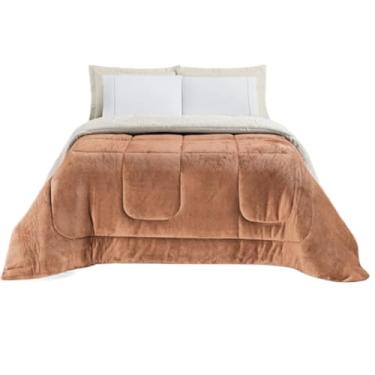 Imagem de Cobertor CASAL GROSSO FOFÃO 2,40x2,20 lã de ovelha Manta quente Cobertas Sherpa Edredom Coberdrom(APRICOT)