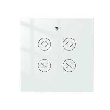 Imagem de Interruptor de cortina inteligente WiFi para motor de 4 núcleos, painel de toque de 2 faixas, RF433 e controle de aplicativo, compatível com Alexa, Gogle Assistant, Tuya Smart Life, temporizador e