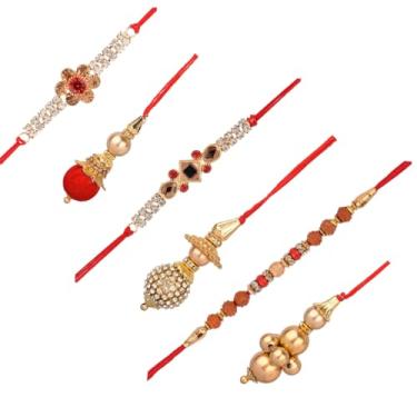 Imagem de Efulgenz Rakshabandhan Presente Rudraksh Rakhi para irmão Bhaiya Bhabhi Rakhis feito à mão para Rakshabandan Faux Pearl Indian Rakhi Thread Bracelet Presente para irmão