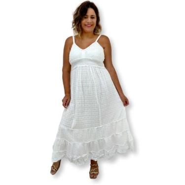 Imagem de Vestido Longo Alça Branco Indiano com Renda e Lesi 21199 - Sarat Moda 
