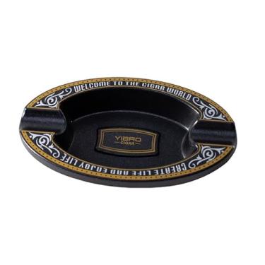 Imagem de Cinzeiro de charuto com 2 compartimentos de suporte, cinzeiro de charuto portátil para ambientes externos (preto)