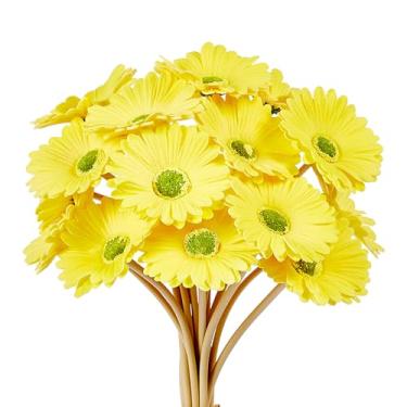 Imagem de SITUMEIZI 15 peças margaridas amarelas flores artificiais falsas margaridas falsas buquê de flores artificiais 38 cm para casamento, festa de noiva, decoração de cozinha