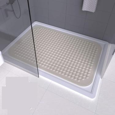 Imagem de Tapete De Chuveiro Retangular Tapete Antiderrapante Para Banheiro Doméstico Tapete De Banho Para Banheiro Tapete De Piso De Vaso Sanitário Banheira De Massagem Nos Pés De Pvc, Khaki, 120 * 80cm