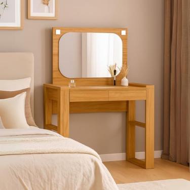 Imagem de Penteadeira Bancada Encanto 2 Gavetas Carvalho Espelho Led 100% Mdf com Divisórias