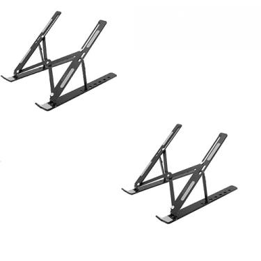 Imagem de Suporte Para Notebook Base Dobrável de Alumínio Ergonômico Ajustável Fino Portátil Com Estojo(2und Alumínio Preto)