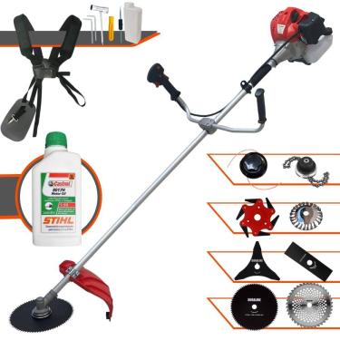 Imagem de Máquina de Cortar Grama Profissional À Gasolina Anmax CG520P 52cc 2,2HP de Potência 10.000rpm Roçadeira Completa Com 8 Opções de Cortes + ÓLEO STIHL