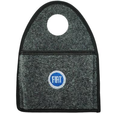 Imagem de Lixeira Lixinho Automotiva Carro Carpete Logo Bordado Fiat Azul para Câmbio Grafite
