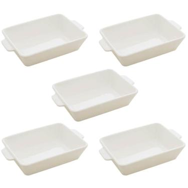 Imagem de 5 Travessas com Alças Assadeiras de Porcelana Branca 1L Basic Lyor Restaurante Buffet