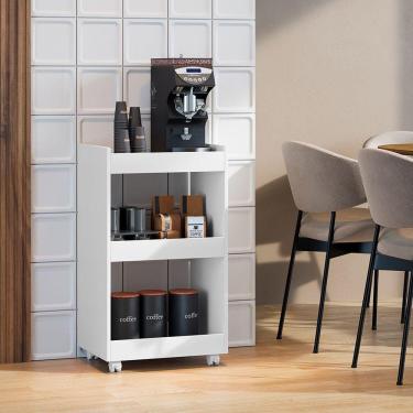 Imagem de Mesa Lateral Balcão Para Organizar Multiuso Modelo Jade Para Casa Branco