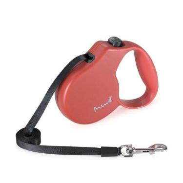 Imagem de Guia Retrátil Safe Walk Emborrachada Fita 5M até 18kgs Tam. M Vermelho