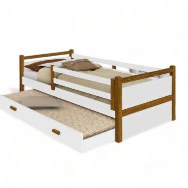 Imagem de Cama Bianca Branca e Mel com Auxiliar e 02 Colchões - Movelaria