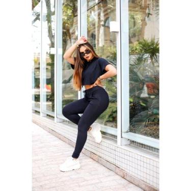Imagem de Kit conjunto moletom cropped soltinho com toca + calça jogger Moderno 