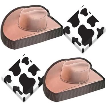 Imagem de Western Party Supplies – Chapéu de cowboy e papel de bota, pratos de sobremesa e guardanapos de ferradura (serve 16)