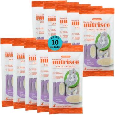 Imagem de Snack cremoso nutrisco gatos 14g atum e bacalhau com 4 un - kit com 10