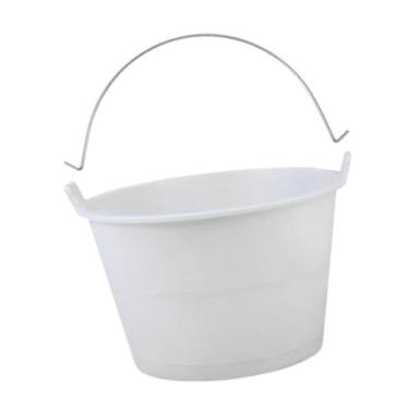 Imagem de Milageto Contêiner de balde de cimento Fácil transportar nylon robusto anti -queda para plantar areia água de concreto, Branco, 18cmx28cm