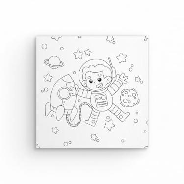 Imagem de Tela Para Pintura Infantil Colorir Pintar Canvas 20x20cm (Astronauta)