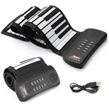 Imagem de Lujex 61 Teclas Roll Up Piano Teclado Piano Atualizado Portátil Recarregável Eletrônico Rolo De Mão Com Teclado De Piano De Silicone Ambiental Para Iniciantes (Preto)
