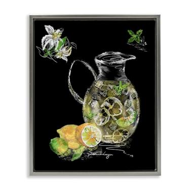 Imagem de Stupell Industries Iced Lemonade Pitcher Gray Framed Floater Canvas Wall Art Design por Susan Lugar, 21 x 17